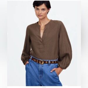 MADEWELL V-Neck long sleeve top brown size M